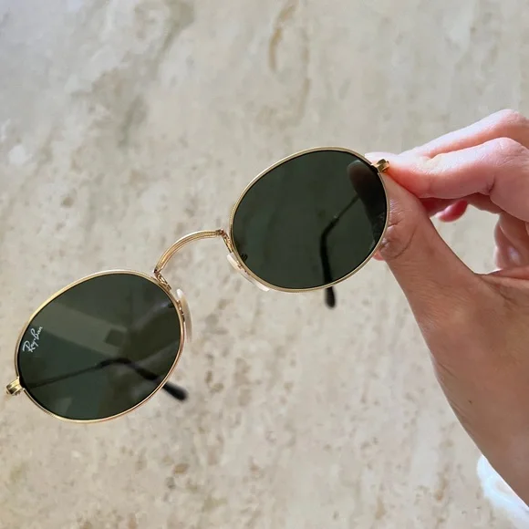 Ray-Ban oval flat metal sunglasses gold tortoise and green lenses RB3547-N 48/21 - Picture 8 of 17